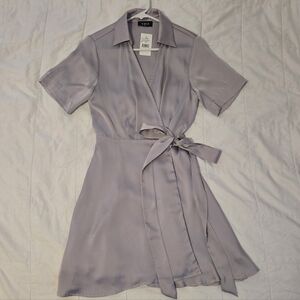 Light Purple Satin Wrap Dress